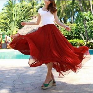 Red Maxi Skirt